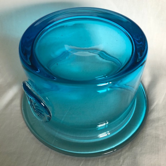 Vintage Dartington Glass Blue Daisy Bowl Frank Thrower 1960s - Picture 3 of 4